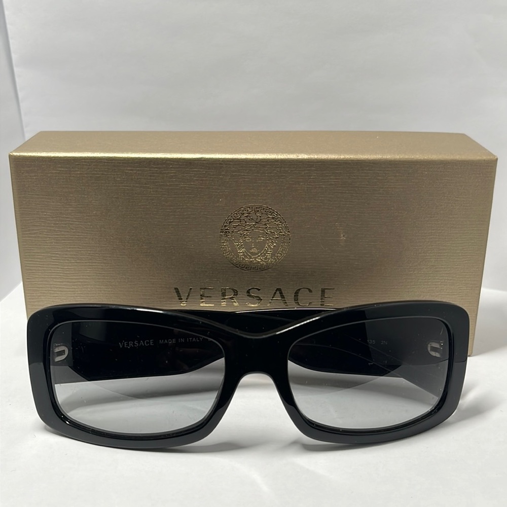VERSACE 4146 B BLACK LENSES/BLACK FRAME WITH SILVER ACCENTS SIZE OEM NEW AUTH